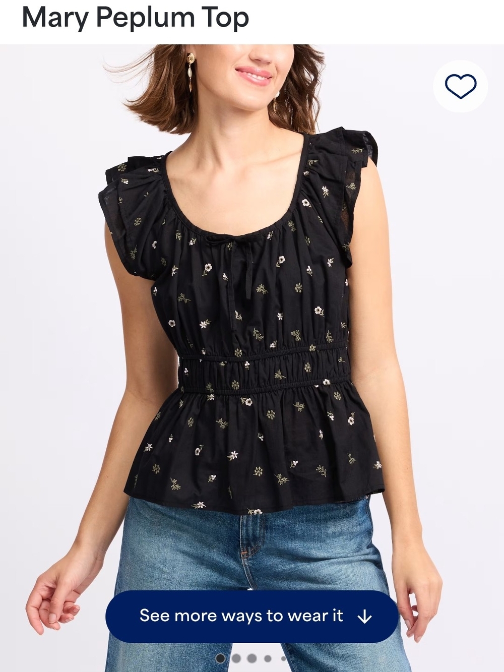 Mary Peplum Top — Black Floral Peplum Top